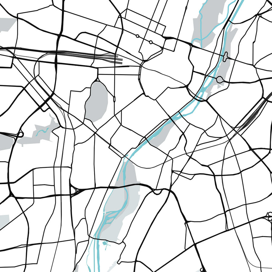 Moderne Stadtkarte von München, Deutschland: Altstadt, Marienplatz, Englischer Garten, Allianz Arena, Isarfluss 