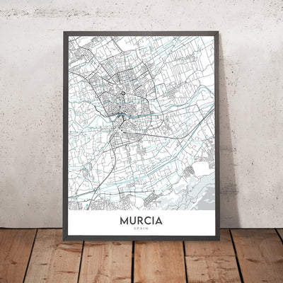 Moderner Stadtplan von Murcia, Spanien: Kathedrale, Casino, Theater, Plaza, Straßen