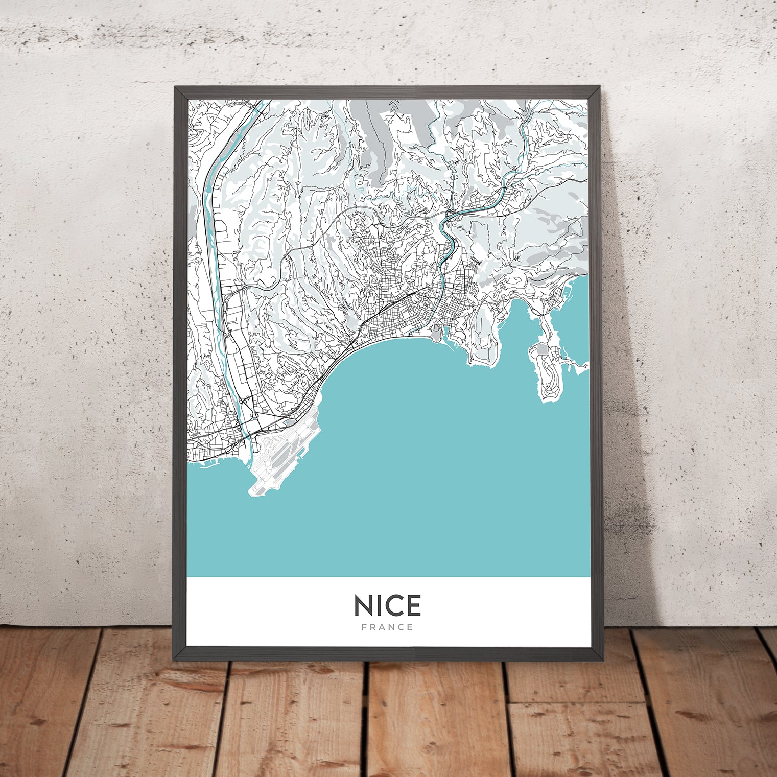 Nice Map Inset Modern City Map of Nice, France: Old Town, Castle Hill, Promenade des ...