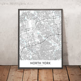 Moderne Stadtkarte von North York, Kanada: Don Mills, Casa Loma, Hwy 401, Yonge St, North York Civic Centre 