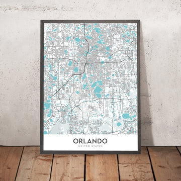 Mappa moderna della città di Orlando, FL: College Park, Lake Eola Park, Leu Gardens, I-4, SR 408 