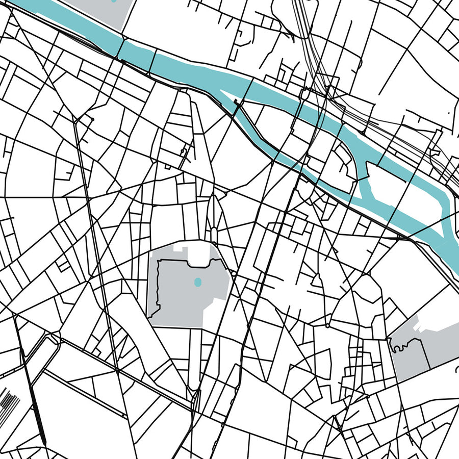 Mapa moderno de la ciudad de París, Francia: Torre Eiffel, Louvre, Notre-Dame, Campos Elíseos, Montmartre