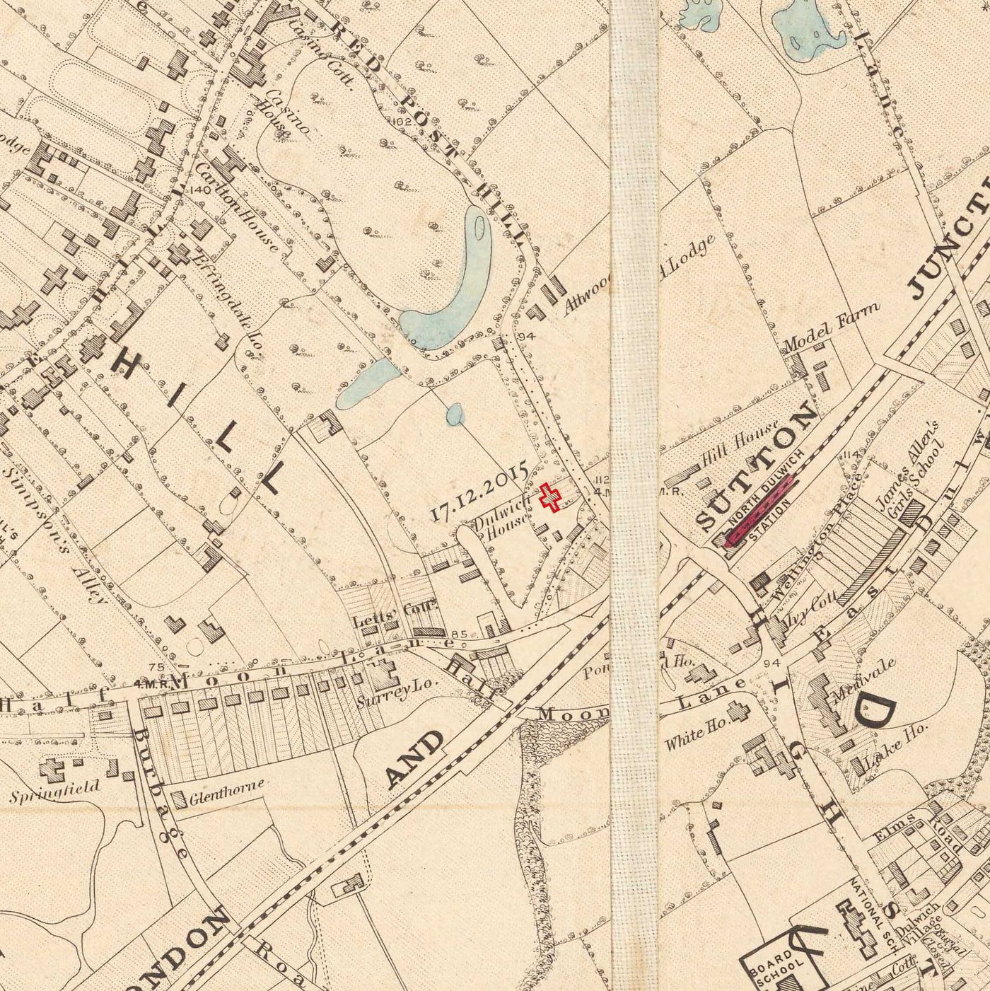 Old Colour Map of North London, 1891 - Finsbury Park, Hackney Downs, Stoke Newington, Clapton - N4, N5, N15, N16, E5