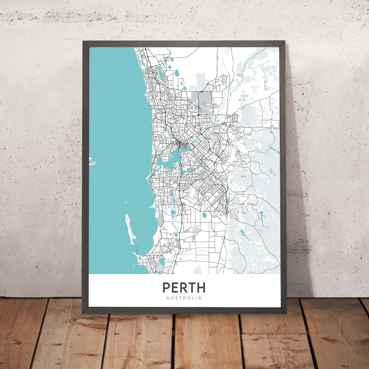 Modern City Map of Perth, Australia: CBD, Kings Park, Swan River, Optu ...