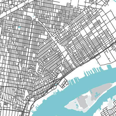 Modern City Map of Philadelphia, PA: Old City, Independence Hall, Schuylkill River, Ben Franklin Bridge, Fairmount Park