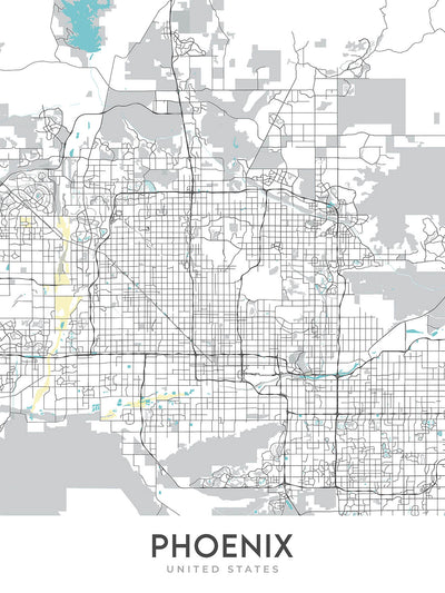 Moderner Stadtplan von Phoenix, AZ: Arcadia, Biltmore, ASU, I-10, Loop 101
