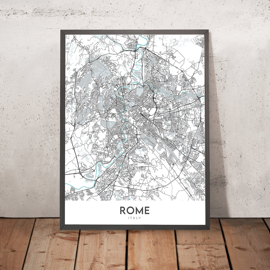 Mapa moderno de la ciudad de Roma, Italia: Coliseo, Panteón, Foro Romano, Fontana de Trevi, Ciudad del Vaticano