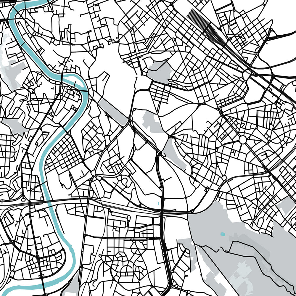 Modern City Map of Rome, Italy: Colosseum, Pantheon, Roman Forum, Trev ...