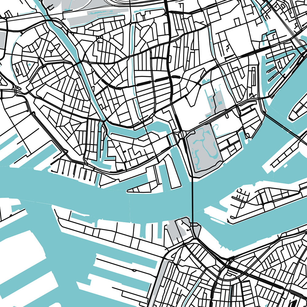 Moderner Stadtplan von Rotterdam, Niederlande: Erasmusbrücke, Euromast, De Kuip, Kunsthal, Museum Boijmans Van Beuningen