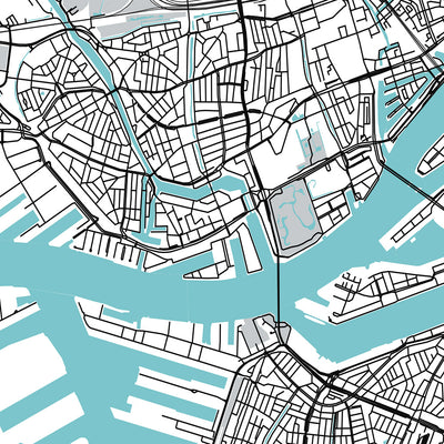 Moderner Stadtplan von Rotterdam, Niederlande: Erasmusbrücke, Euromast, De Kuip, Kunsthal, Museum Boijmans Van Beuningen