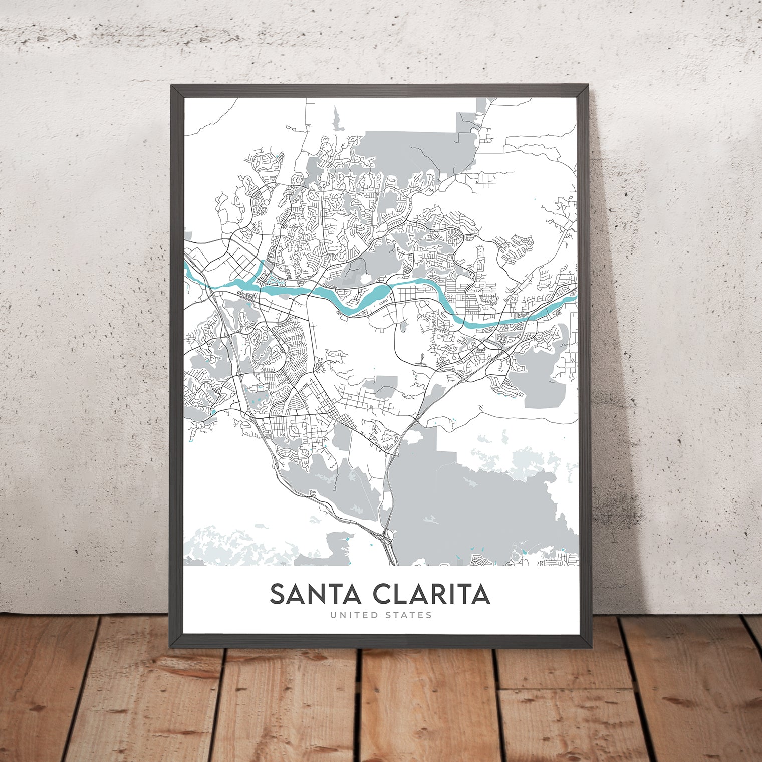 Modern City Map of Santa Clarita, CA: Canyon Country, Magic Mountain ...