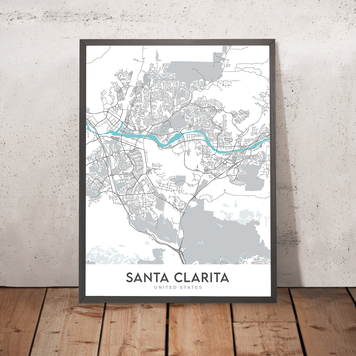 Modern City Map of Santa Clarita, CA: Canyon Country, Magic Mountain, Newhall, Six Flags, Valencia