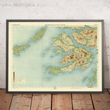 Old OS Map of Mull, Argyll by Bartholomew, 1901: Tobermory, Ben More, Duart Castle, Loch na Keal, Iona Abbey, Sound of Mull