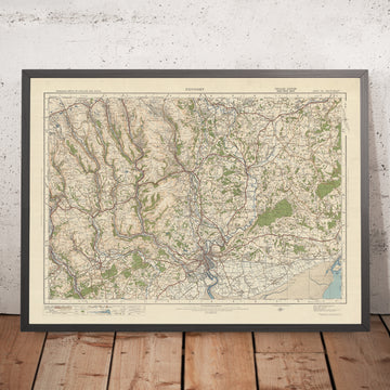 Mapa de Old Ordnance Survey, hoja 102 - Newport, 1925: Cwmbran, Pontypool, Abertillery, Blackwood, Caerphilly