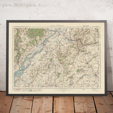 Mapa de estudio de artillería antigua, hoja 103 - Stroud & Chepstow, 1925: Lydney, Thornbury, Coleford, Dursley, Cotswolds AONB
