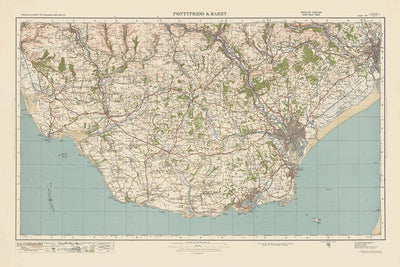 Old Ordnance Survey Map, Sheet 109 - Pontypridd & Barry, 1925: Cardiff, Bridgend, Porthcawl, Newport, and Caerphilly