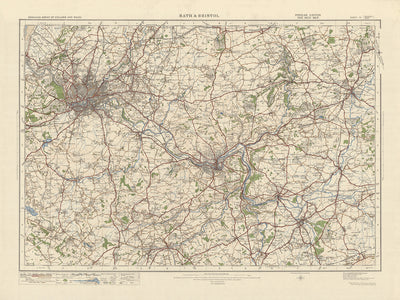 Mapa de Old Ordnance Survey, hoja 111 - Bath & Bristol, 1925: Chippenham, Trowbridge, Corsham, Melksham, Cotswolds AONB