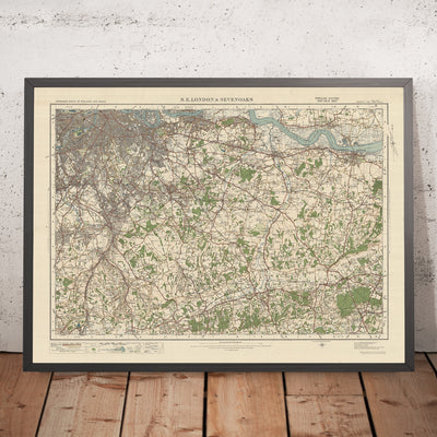 Old Ordnance Survey Map, Sheet 115 - S.E. London & Sevenoaks, 1925: Croydon, Bromley, Dartford, Gravesend, Caterham
