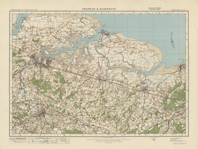 Old Ordnance Survey Map, Sheet 116 - Chatham & Maidstone, 1925: Sheerness, Whitstable, Faversham, Rochester, Isle of Sheppey
