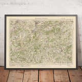 Mappa dell'Ordnance Survey Antica, Foglio 124 - Guildford e Horsham, 1925: Aldershot, Farnham, Reigate, Godalming, Surrey Hills AONB 