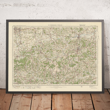 Alte Ordnance Survey-Karte, Blatt 125 - Tunbridge Wells, 1925: Redhill, Tonbridge, Haywards Heath, Crawley und High Weald AONB 