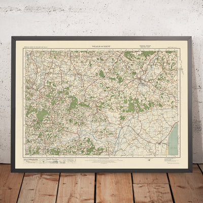 Old Ordnance Survey Map, Blatt 126 – Weald of Kent, 1925: Ashford, New Romney, Tenterden, Cranbrook, High Weald AONB