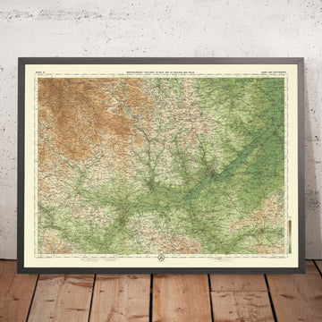 Mappa antica del sistema operativo di Derby e Nottingham di Bartholomew, 1901: Buxton, Bakewell, fiume Trent, Parco Nazionale del Peak District, Foresta di Sherwood 