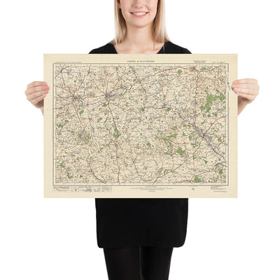 Old Ordnance Survey Map, Blatt 130 – Yeovil & Blandford, 1925: Sherborne, Shaftesbury, Ilchester, Maiden Newton, Dorset AONB