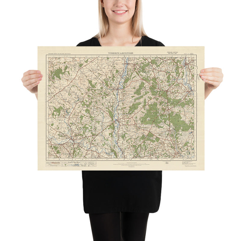 Old Ordnance Survey Map, Sheet 131 - Wimborne & Ringwood, 1925: Fordingbridge, Lymington, Romsey, Brockenhurst, and New Forest National Park