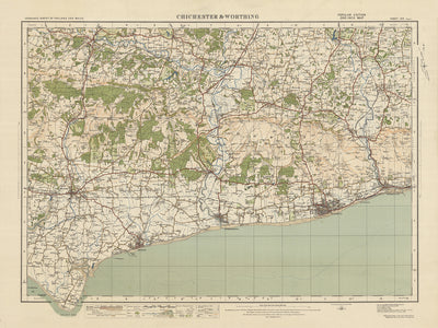 Old Ordnance Survey Map, Sheet 133 - Chichester & Worthing, 1925: Bognor Regis, Littlehampton, Selsey, Worthing, Midhurst