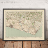 Mappa del vecchio Ordnance Survey, Foglio 134 - Brighton e Eastbourne, 1925: Lewes, Newhaven, Burgess Hill, Hassocks, Hailsham 