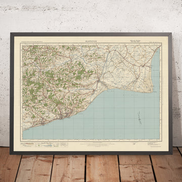 Mappa del vecchio Ordnance Survey, Foglio 135 - Hastings, 1925: Bexhill, Rye, Battle, Lydd, High Weald AONB 