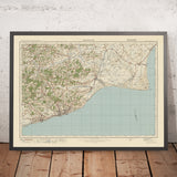 Mappa del vecchio Ordnance Survey, Foglio 135 - Hastings, 1925: Bexhill, Rye, Battle, Lydd, High Weald AONB 