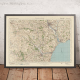 Carte Old Ordnance Survey, feuille 138 - Dartmoor et Exeter, 1925 : Exmouth, Teignmourth, Dawlish, Newton Abbot, Budleigh Salterton