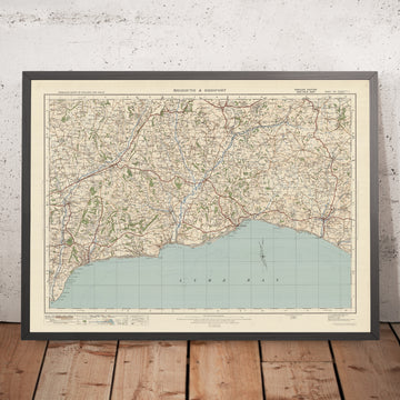 Alte Ordnance Survey-Karte, Blatt 139 - Sidmouth & Bridport, 1925: Seaton, Honiton, Lyme Regis, Axminster, East Devon AONB 