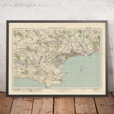 Mapa antiguo del Ordnance Survey, Hoja 141 - Bournemouth & Swanage, 1919-1926: Poole, Christchurch, Wareham, Poole Harbour, Isla de Purbeck, Corfe Castle