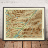Antigua mapa OS del distrito de Fort William, Inverness-shire por Bartholomew, 1901: Ben Nevis, Loch Ness, Glen Nevis, Canal Caledonio, Loch Lochy 
