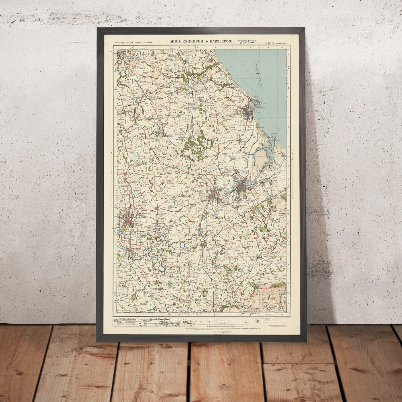 Alte Ordnance Survey Karte, Blatt 15 - Middlesbrough & Hartlepool, 1925: Durham, Thornaby, Seaton Carew, Darlington, Stockton-on-Tees