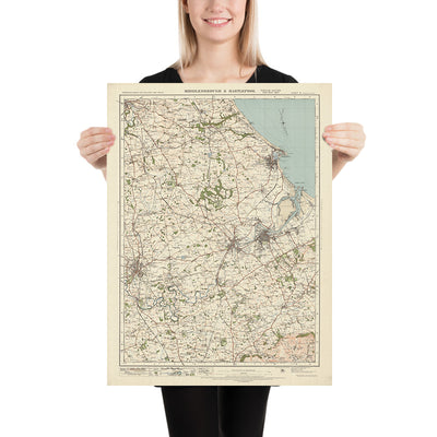 Old Ordnance Survey Map, Sheet 15 - Middlesbrough & Hartlepool, 1925: Durham, Thornaby, Seaton Carew, Darlington, Stockton-on-Tees
