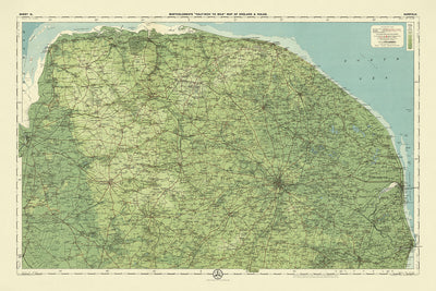 Antiguo mapa OS de Norfolk por Bartholomew, 1901: Norwich, Great Yarmouth, Thetford Forest, River Yare, Sandringham House, Blakeney Point