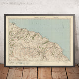 Mapa antiguo de Ordnance Survey, Hoja 16 - Whitby & Saltburn, 1925: Redcar, Guisborough, Marske-by-the-sea, Loftus, Parque Nacional de North York Moors