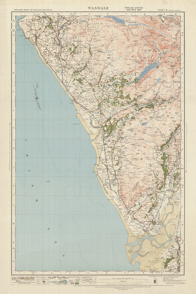 Old Ordnance Survey Map, Sheet 18 - Wasdale, 1925: Egremont, Ravenglass, Millom, Scafell Pike, Lake District National Park