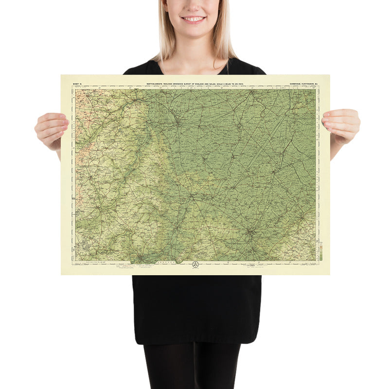 Mappa antica di Cambridge, Huntingdon di Bartholomew, 1901: St Neots, St Ives, Ely, Fiume Great Ouse, The Fens, Grafham Water 