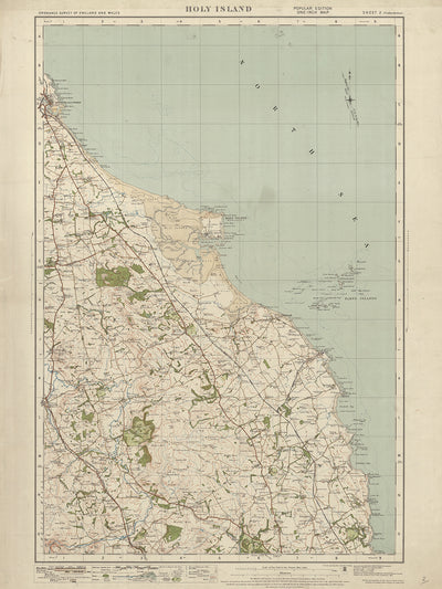 Old Ordnance Survey Map, Sheet 2 - Holy Island, 1919-1926: Belford, Wooler, Seahouses, and Berwick-upon-Tweed