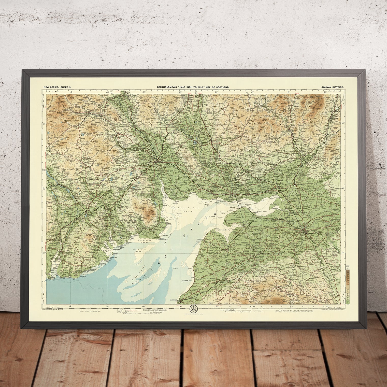 Old OS Map of Dumfries & Cumbria by Bartholomew, 1901: Border, Solway ...