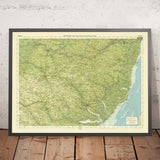 Vecchia mappa OS del Suffolk, Inghilterra di Bartholomew, 1901: Ipswich, Lowestoft, fiume Orwell, castello di Framlingham, Orford Ness, foresta di Thetford 