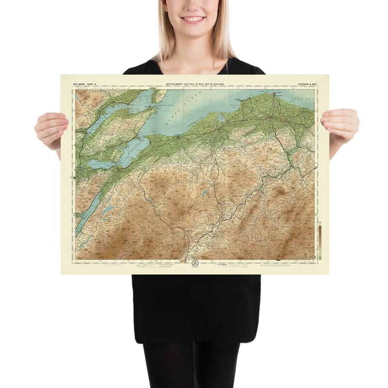 Ancienne carte OS d'Inverness et Spey, Highlands écossais par Bartholomew, 1901 : Inverness, Loch Ness, Cairngorms, Culloden, Moray Firth, Spey