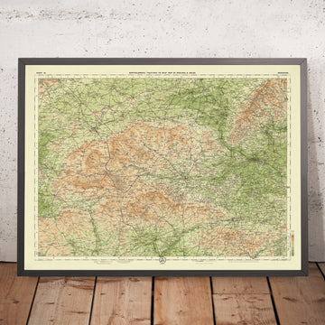 Vecchia mappa OS del Berkshire di Bartholomew, 1901: Reading, Windsor, Tamigi, Castello di Windsor, Downs, Chilterns 