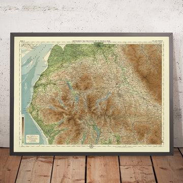 Ancienne carte OS de la région des lacs par Bartholomew, 1901 : Windermere, Scafell Pike, Lancaster, Carlisle, Ullswater, Kendal