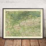 Ancienne carte OS du Surrey par Bartholomew, 1901 : Londres, la Tamise, le parc de Richmond, les North Downs, Epsom 